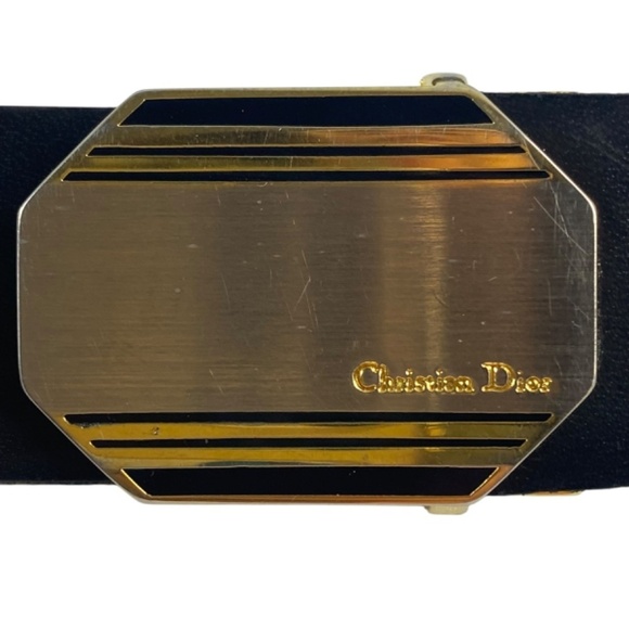 CHRISTIAN DIOR Vtg Women’s Reversible Adjustable Belt Gold Silver Buckle Size 34 - Picture 3 of 14